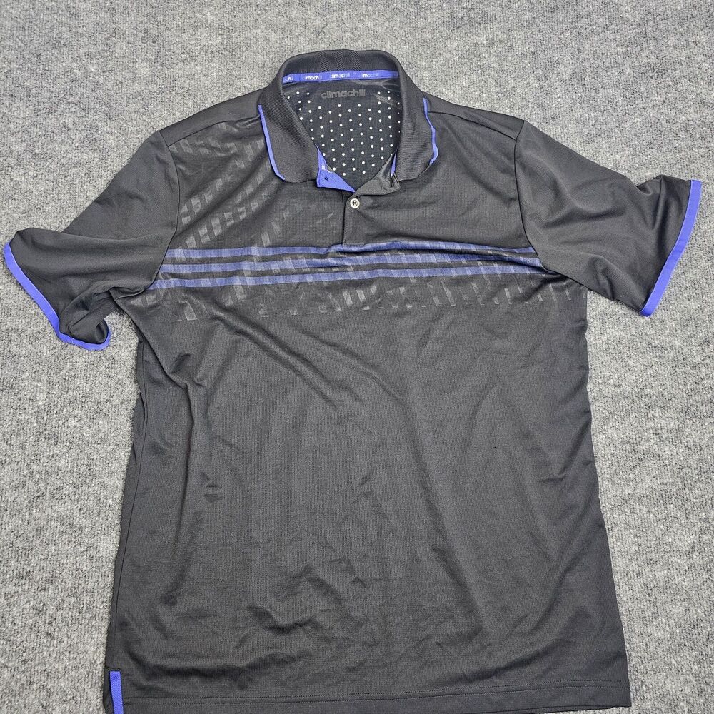 Adidas ClimaChill Men's L BLACK Golf polo shirt short sleeve SIZE TAG CUT OFF